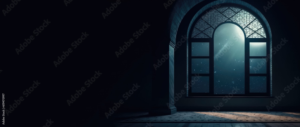Fototapeta premium frame window mmosque islamic, eid mubarak, eid al adha, banner