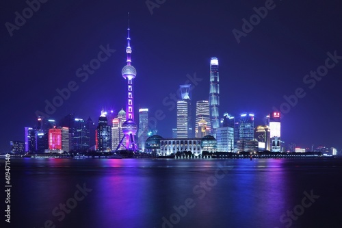 Shanghai Lujiazui Finance and Trade Zone at night