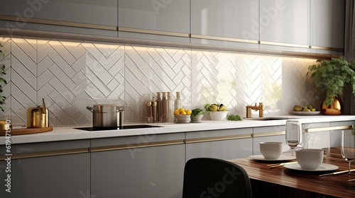 Modern Mosaic backsplash in kitchen, Modern interior, Classic style