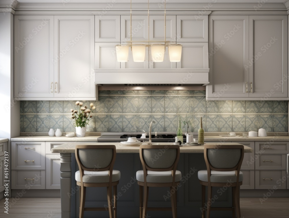 Modern Mosaic backsplash in kitchen, Modern interior, Classic style