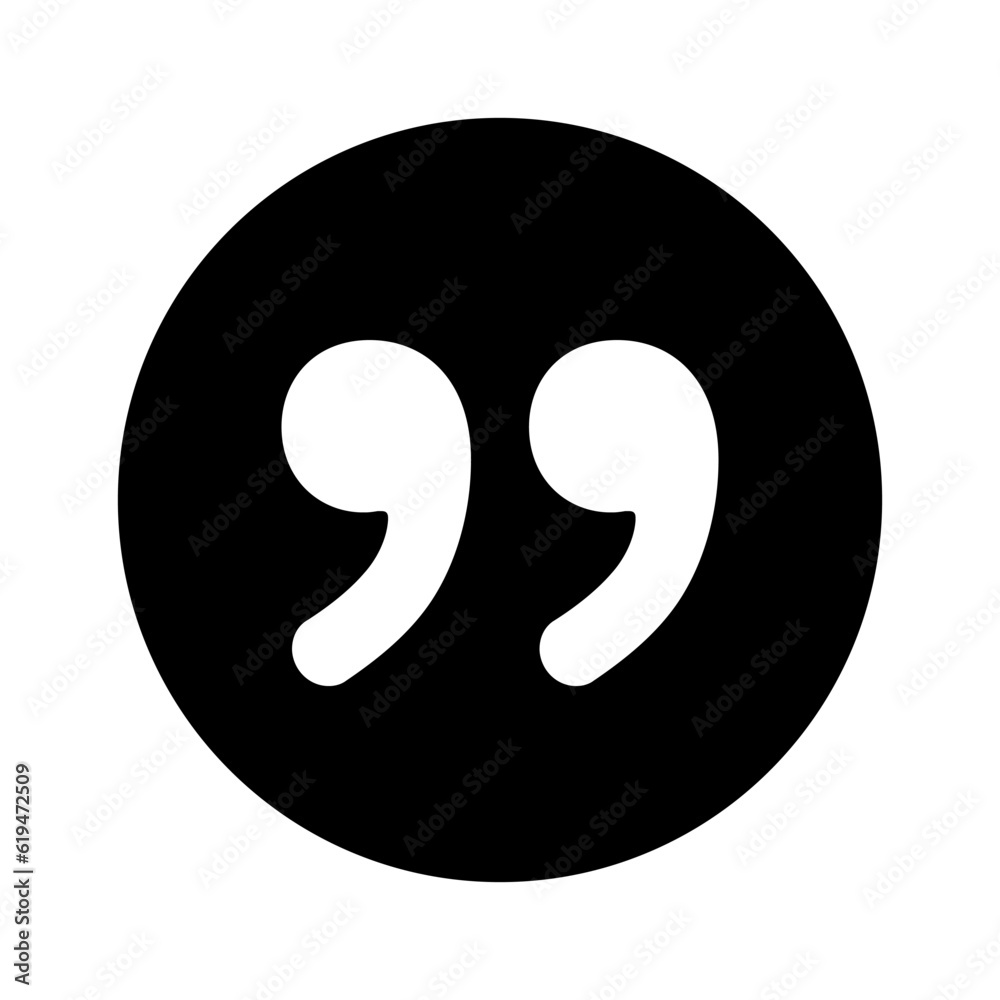 Round quote icon. Double quotation icon. Vector. Round quote icon. Double quotation icon. Vector.
