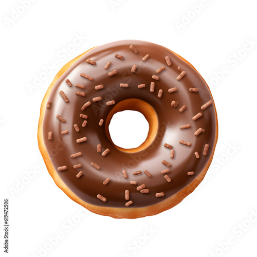 donut isolated on transparent background. Top view. PNG format
