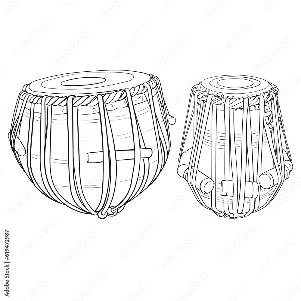Indian drums tabla. Illustration on transparent background Stock
