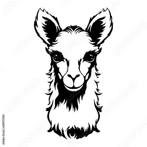 Llama Face and Head Clipart, Alpaca animal logo, portrait of a Llama © Ann