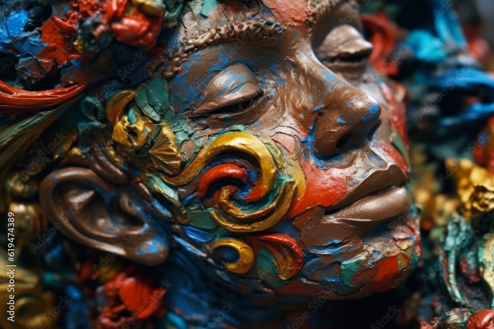 colorful abstract sculpture beautiful women face generative ai