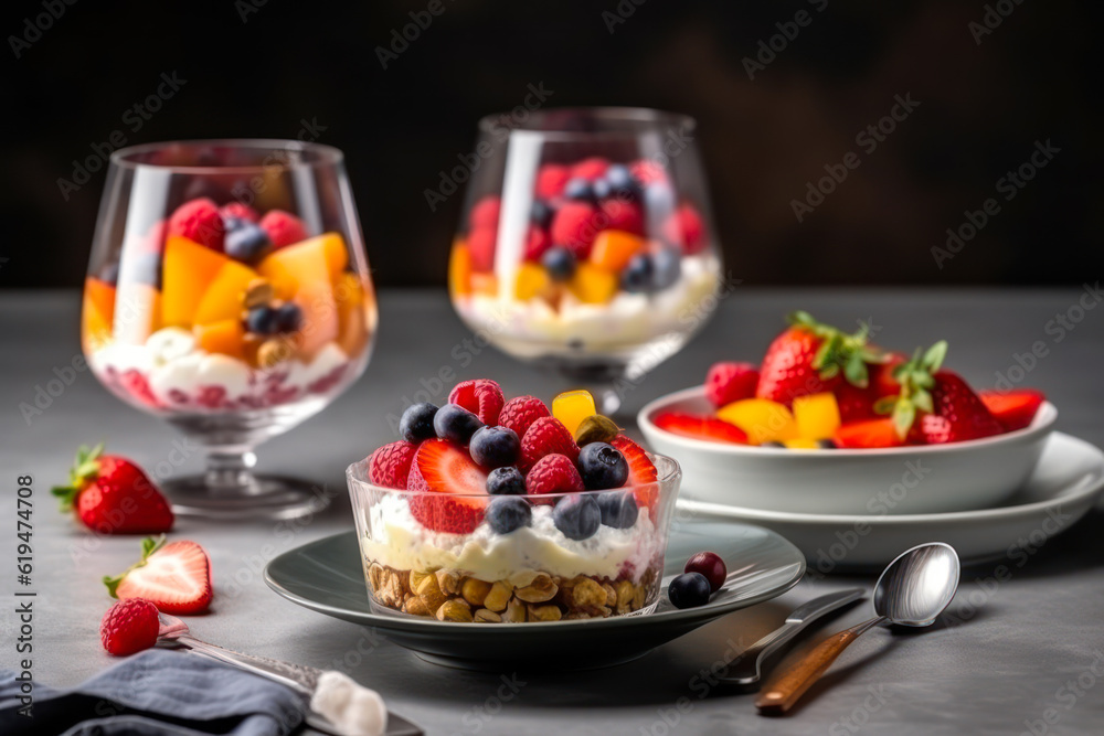 fruit and berry ice cream in a glass generative ai fruit and berry ice cream in a glass generative ai