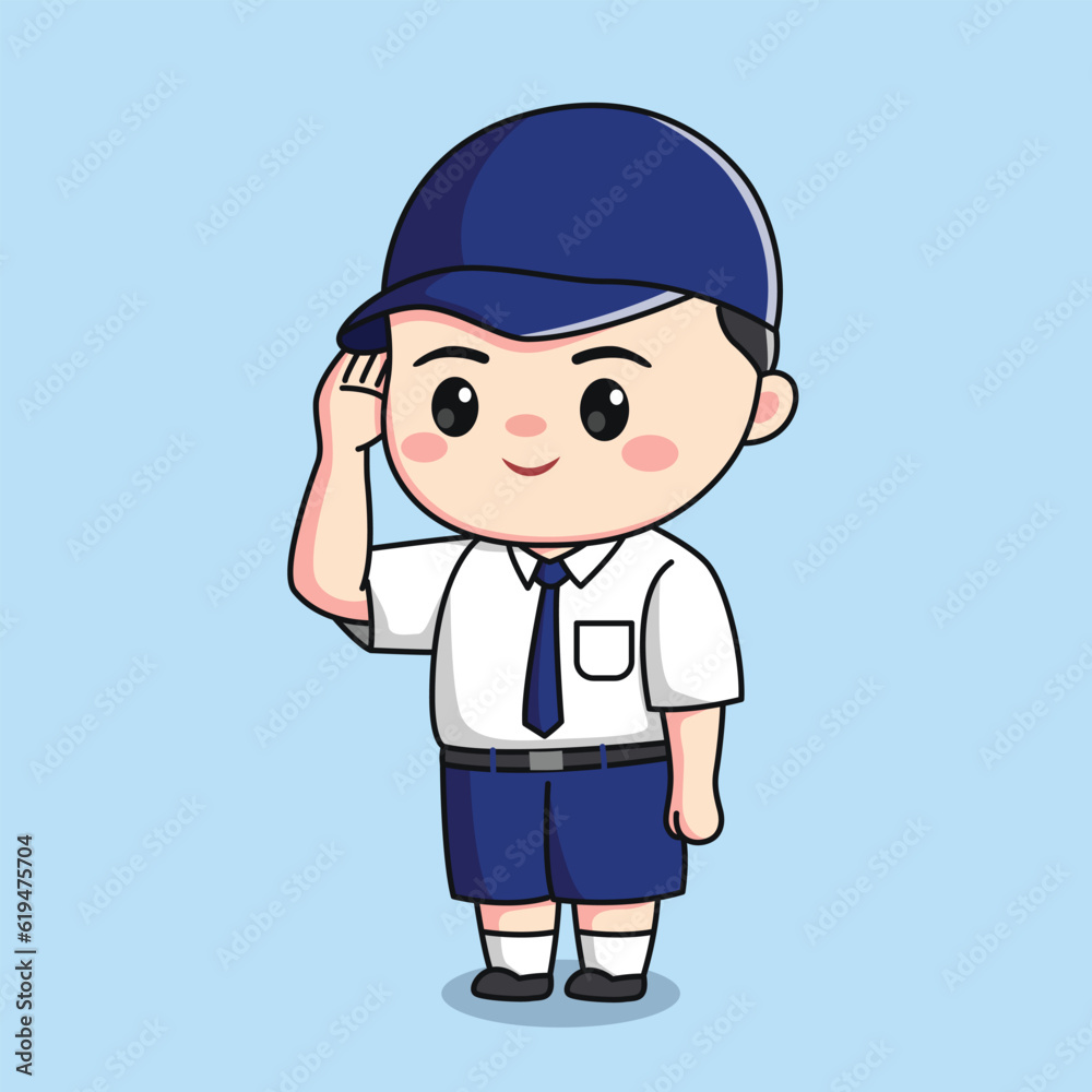 indonesian junior high school student cute boy character kawaii chibi