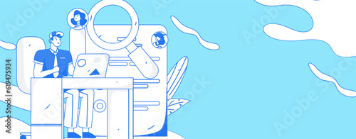 Job Interview People Flat Vector Concept Operation Hand Drawn Illustration
