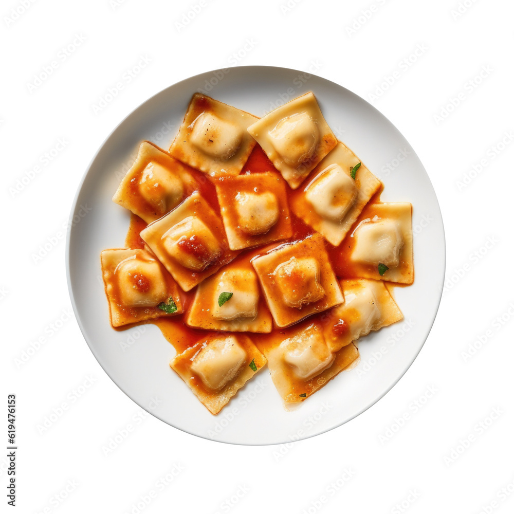 Delicious Plate of Cheese Ravioli Isolated on a Transparent Background