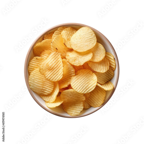 Bowl of Potato Chips Isolat...