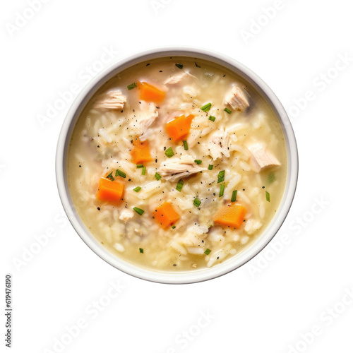 Delicious Bowl of Turkey Rice Soup Isolated on a Transparent Background