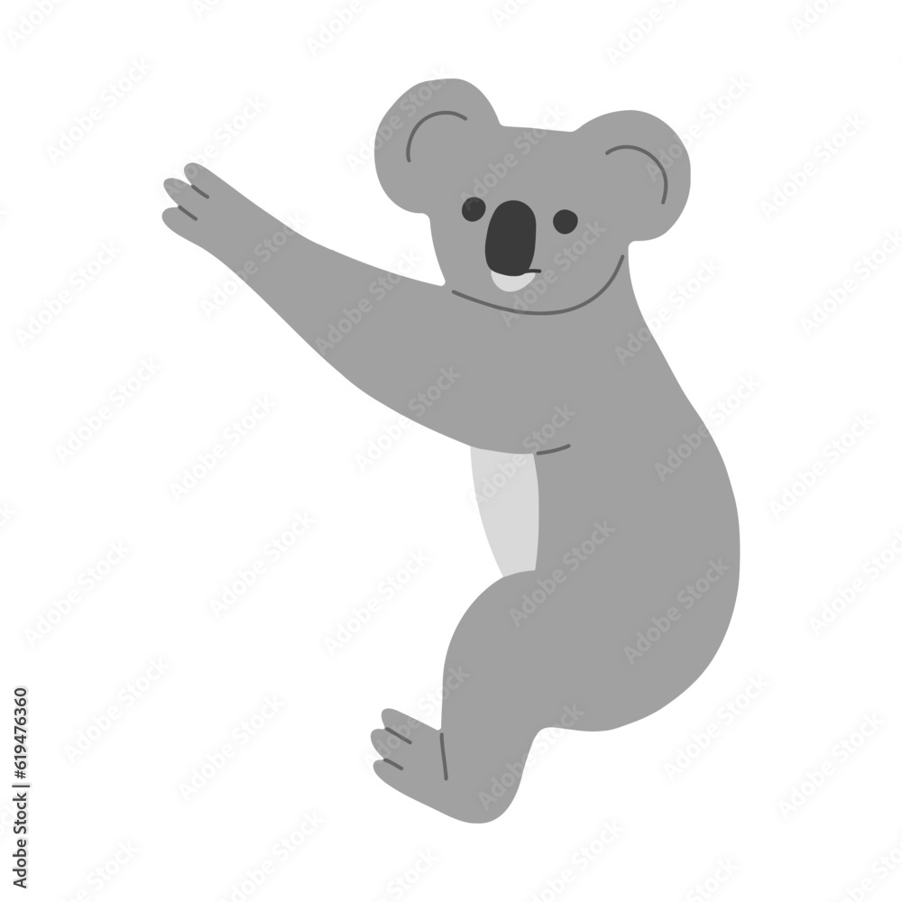 Obraz premium Koala Single 5 cute on a white background, vector illustration