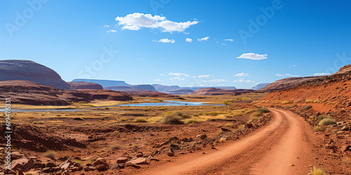 Desert landscape. Road in the desert. Generative AI technology.
