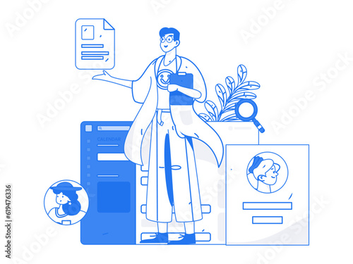 Job Interview People Flat Vector Concept Operation Hand Drawn Illustration
