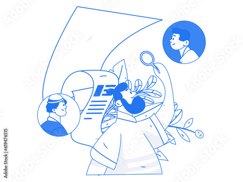 Job Interview People Flat Vector Concept Operation Hand Drawn Illustration
