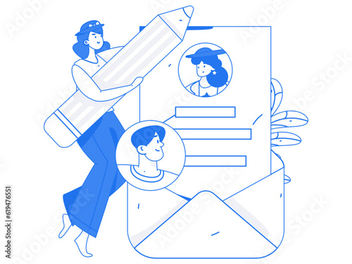 Job Interview People Flat Vector Concept Operation Hand Drawn Illustration
