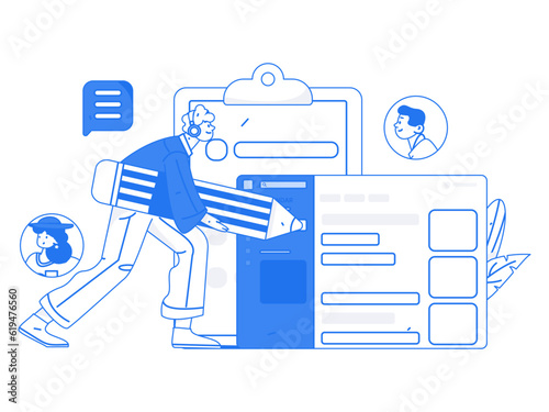 Job Interview People Flat Vector Concept Operation Hand Drawn Illustration
