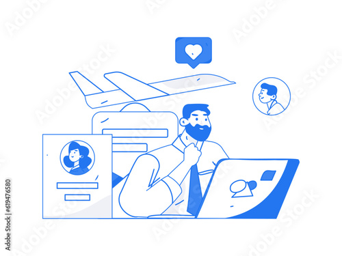 Job Interview People Flat Vector Concept Operation Hand Drawn Illustration
