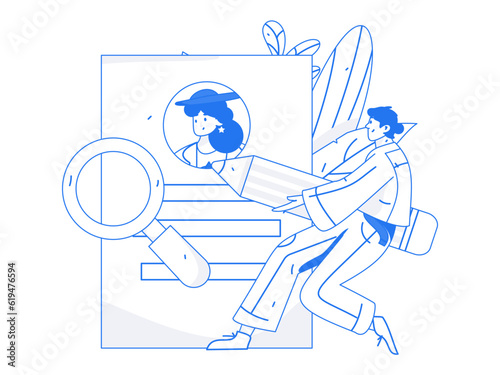 Job Interview People Flat Vector Concept Operation Hand Drawn Illustration
