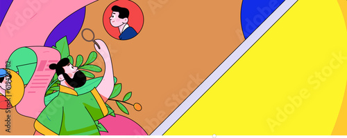 Job Interview People Flat Vector Concept Operation Hand Drawn Illustration
