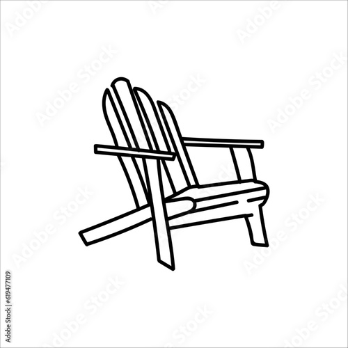 Hand drawn doodle Deck chair Line icon. Simple outdoor black outine element