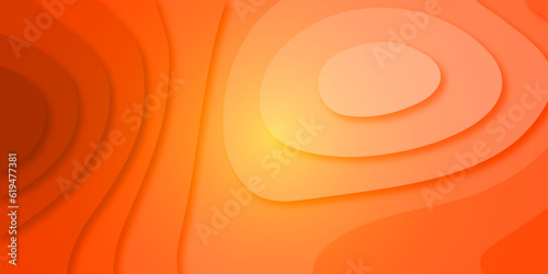 Abstract background with circles and wave orange 3d papercut artwork -red wave and empty space for text - Abstract multi layers 3d papercut background.