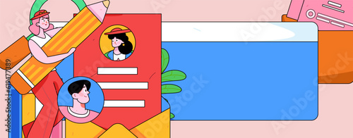 Job Interview People Flat Vector Concept Operation Hand Drawn Illustration
