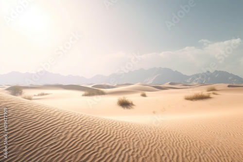 A minimalist landscape with a scenic desert or arid region  Generative AI