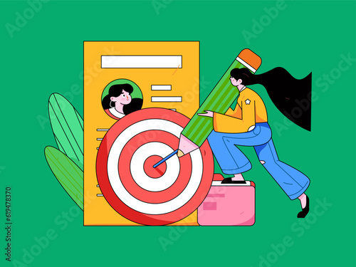 Job Interview People Flat Vector Concept Operation Hand Drawn Illustration
