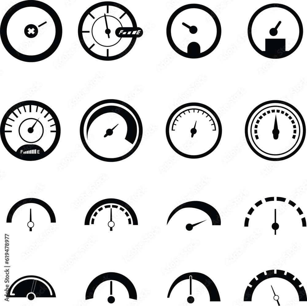 Set of speedometer icons Set of speedometer icons