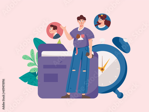 Job Interview People Flat Vector Concept Operation Hand Drawn Illustration
