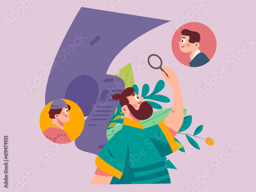 Job Interview People Flat Vector Concept Operation Hand Drawn Illustration
