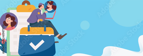 Job Interview People Flat Vector Concept Operation Hand Drawn Illustration
