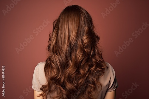Back View of Woman with Beautiful Brown Wavy Hair | Fashionable Hairstyle