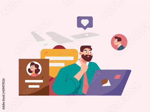 Job Interview People Flat Vector Concept Operation Hand Drawn Illustration
