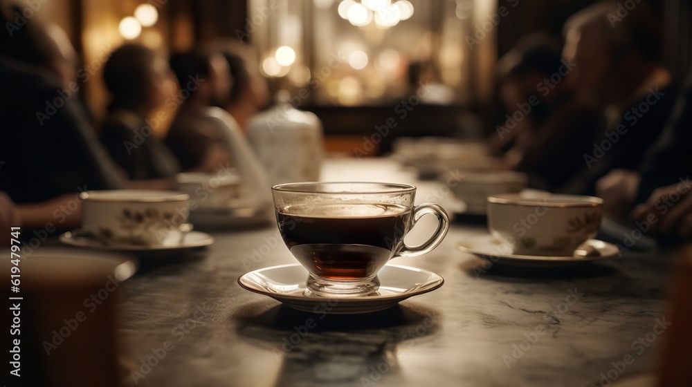 Concepto de un café en un restaurante. Generado por IA. Concepto de un café en un restaurante. Generado por IA.