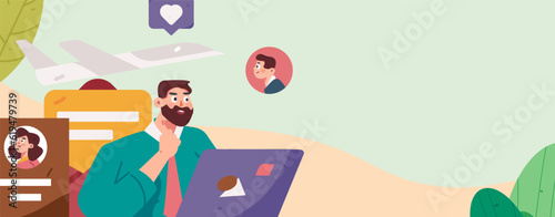 Job Interview People Flat Vector Concept Operation Hand Drawn Illustration

