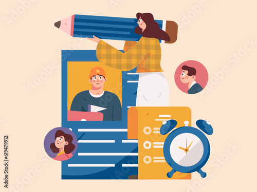 Job Interview People Flat Vector Concept Operation Hand Drawn Illustration
