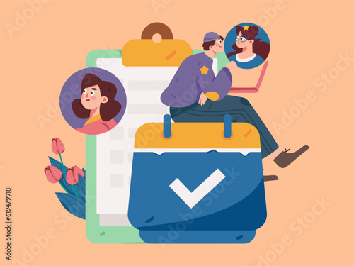 Job Interview People Flat Vector Concept Operation Hand Drawn Illustration

