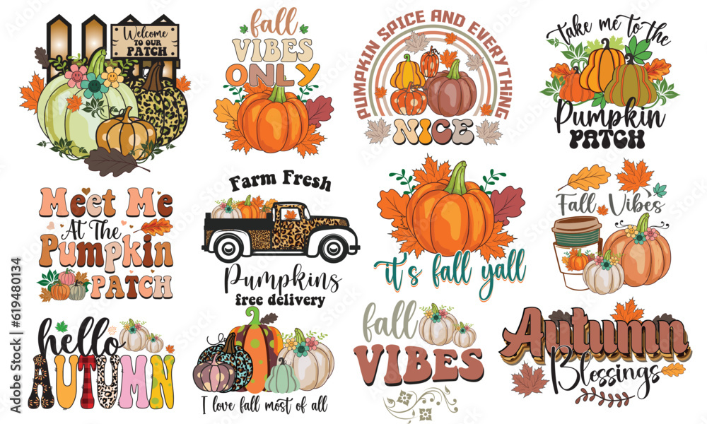 Retro Fall Sublimation Design Bundle Retro Fall Sublimation Design Bundle