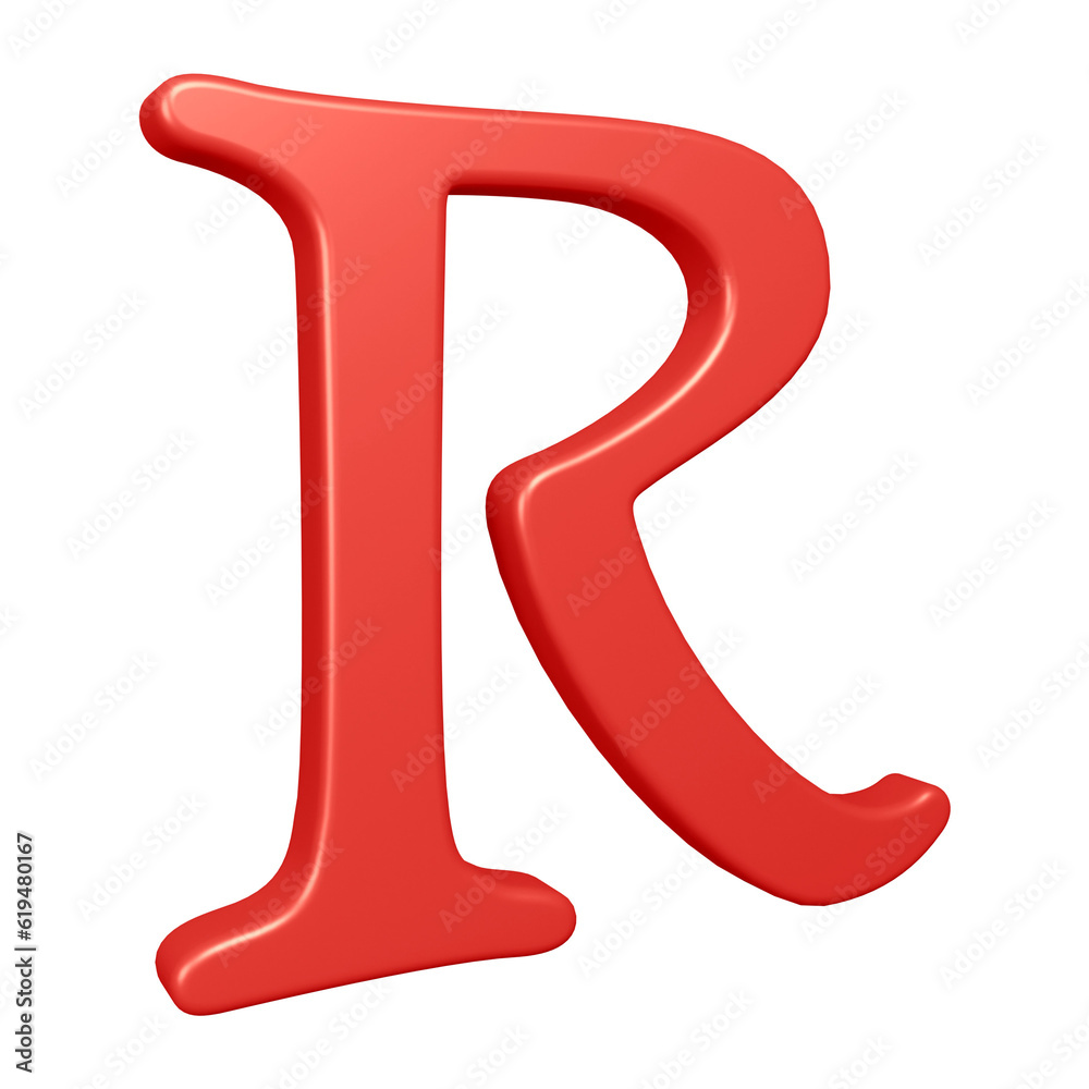 3D red alphabet letter r for education and text concept 3D red alphabet letter r for education and text concept