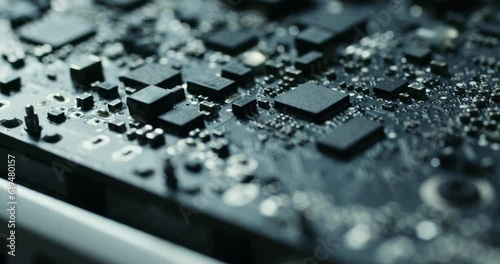 Integrated circuit board with processor close up. photo