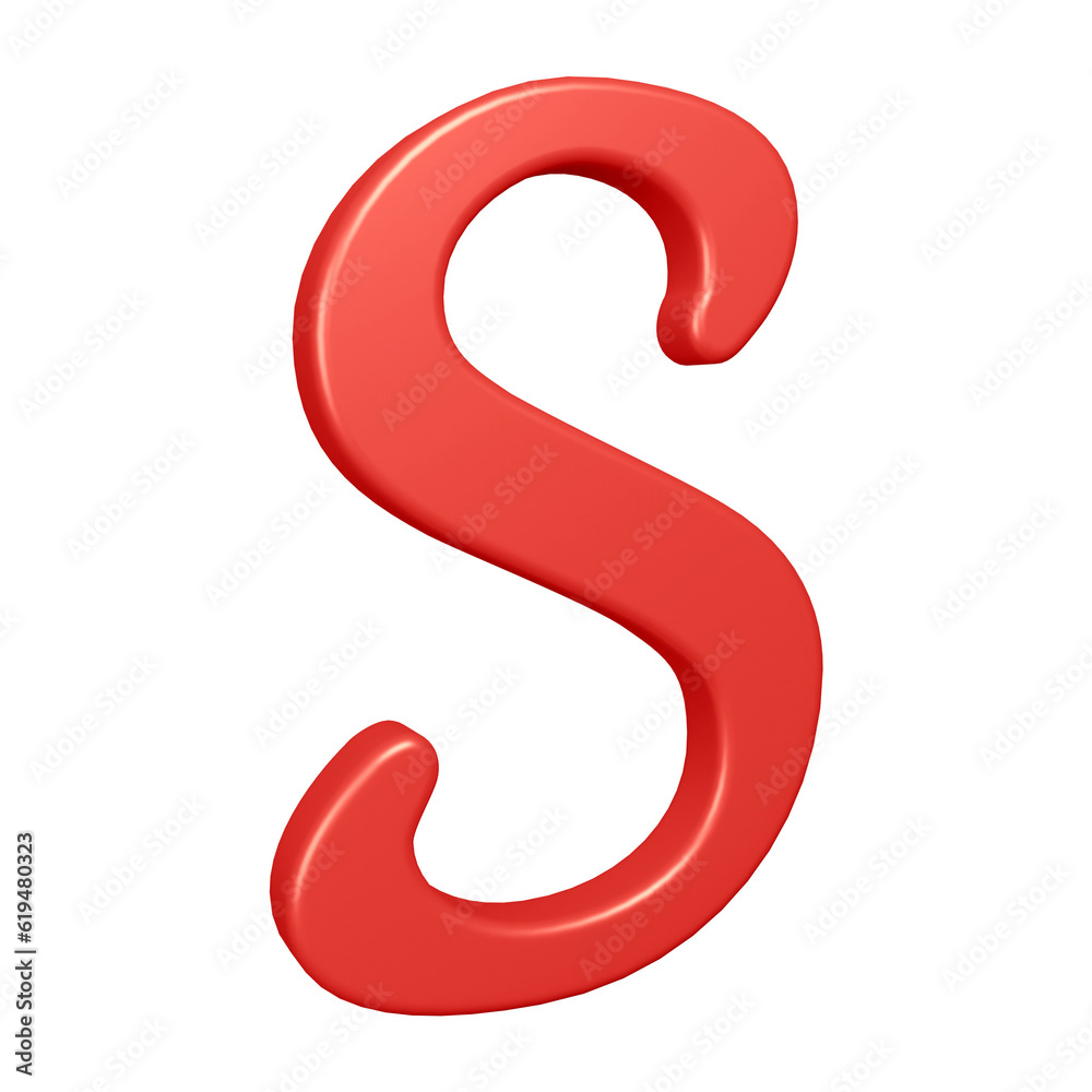3D red alphabet letter s for education and text concept 3D red alphabet letter s for education and text concept