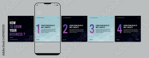 Set Of Instagram Carousel Post Template, Editable Instagram carousel post, social media carousel post for business, template eps 10.