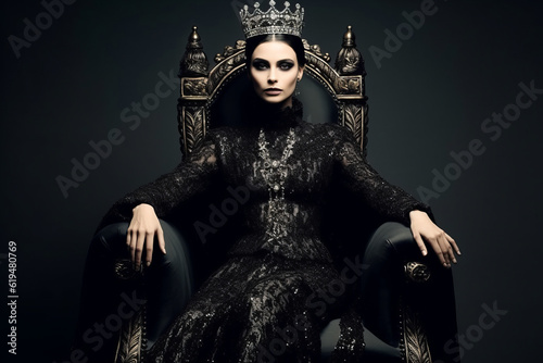 Gothic queen woman on a throne