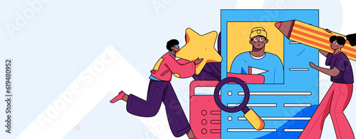 Job Interview People Flat Vector Concept Operation Hand Drawn Illustration
