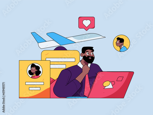 Job Interview People Flat Vector Concept Operation Hand Drawn Illustration
