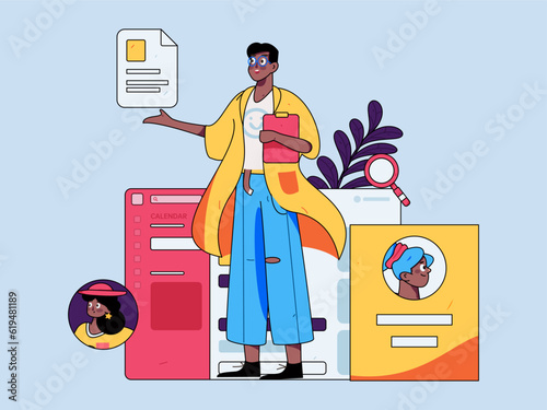 Job Interview People Flat Vector Concept Operation Hand Drawn Illustration
