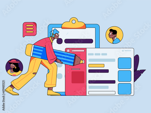 Job Interview People Flat Vector Concept Operation Hand Drawn Illustration
