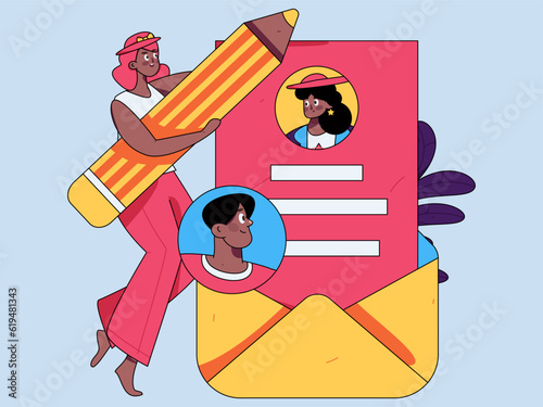 Job Interview People Flat Vector Concept Operation Hand Drawn Illustration
